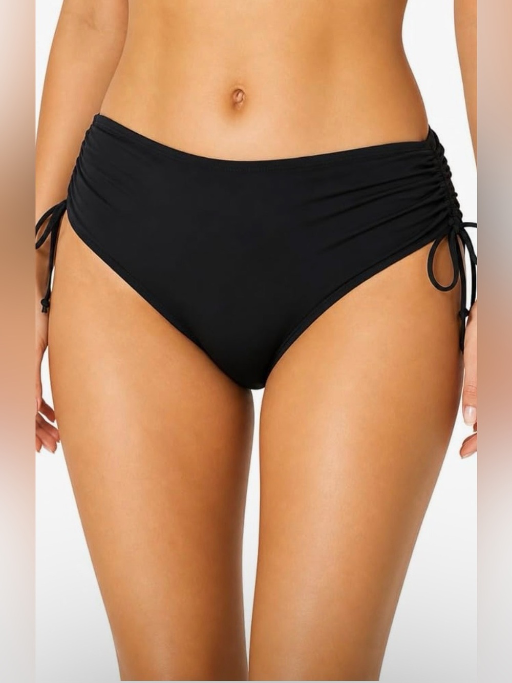 Beach House Black Adjustable Side‑Cinched Bikini Bottoms Size 12
